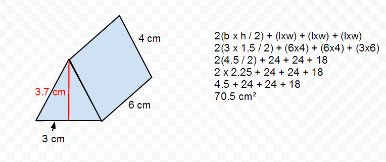 surface area of triangular prism with square base